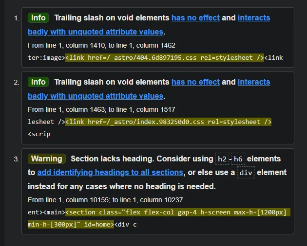 the only warnings I can't do anything about — fully compliant otherwise